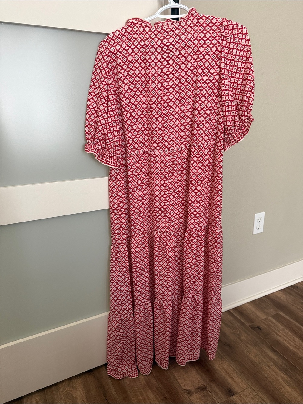 Max Studio Women's Red Patterned Ruffle Maxi Dress - Picture 3 of 9
